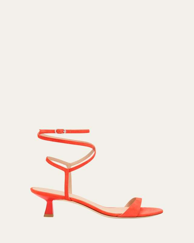 Nudist Suede Ankle-Strap Kitten Sandals